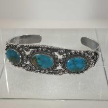 Sterling Silver & Turquoise Native American Cuff Bracelet