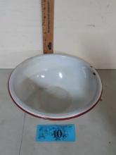Enamelware Bowl, white w/red trim