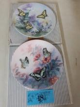 WJ George Fine China Butterfly Plates
