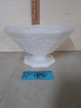 Milk Glass Footed Harvest Grape Bowl