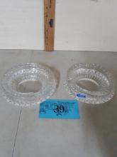 Vintage Round Faceted Crystal Glass Ashtrays