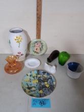 Misc. lot, Vase, Bird Plate, glass vases, etc.