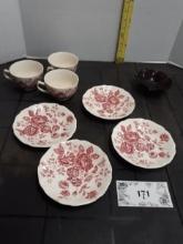 English Cups and Saucers, Red dish