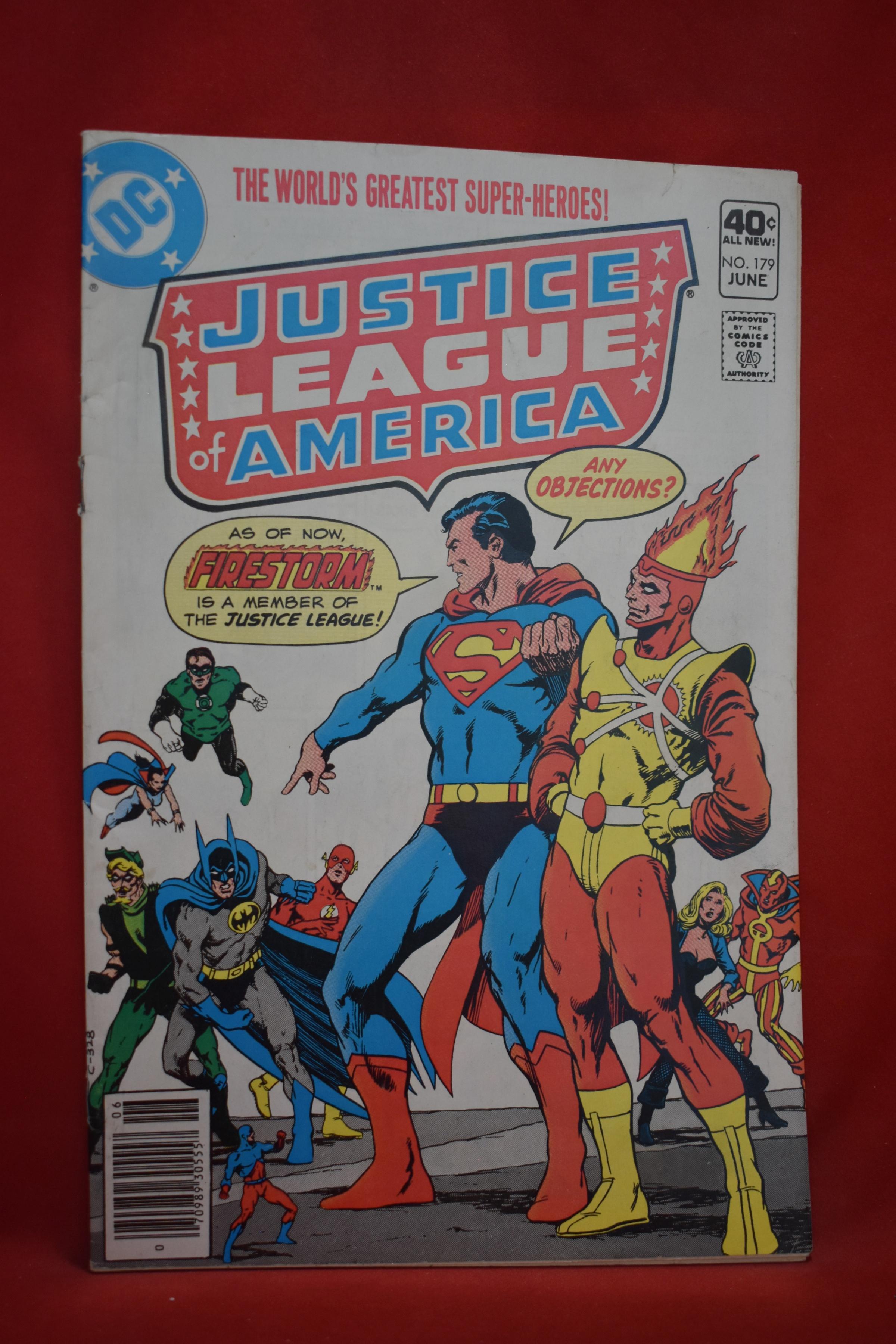 JUSTICE LEAGUE #179 | FIRESTORM JOINS THE JUSTICE LEAGUE, 1ST APP OF SATIN SATAN - JIM STARLIN