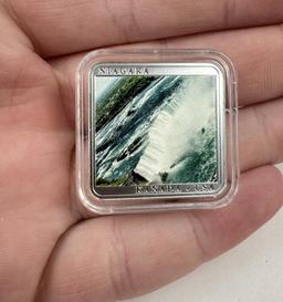 Niue Niagara Waterfall $1 Square Silver Coin