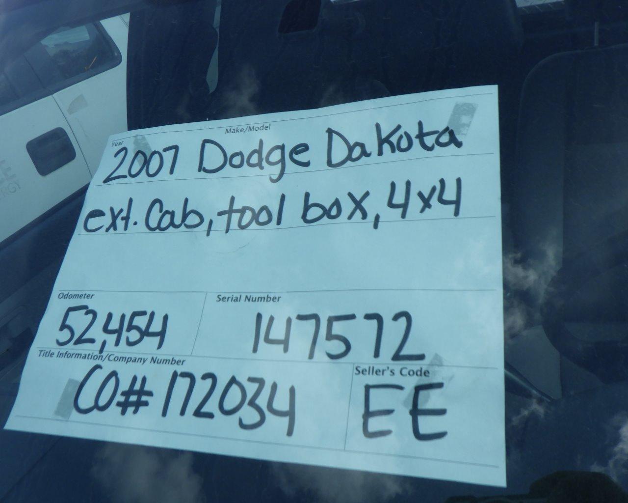2007 DODGE Dakota Ext Cab   Tool Box   4x4 s/n:147572
