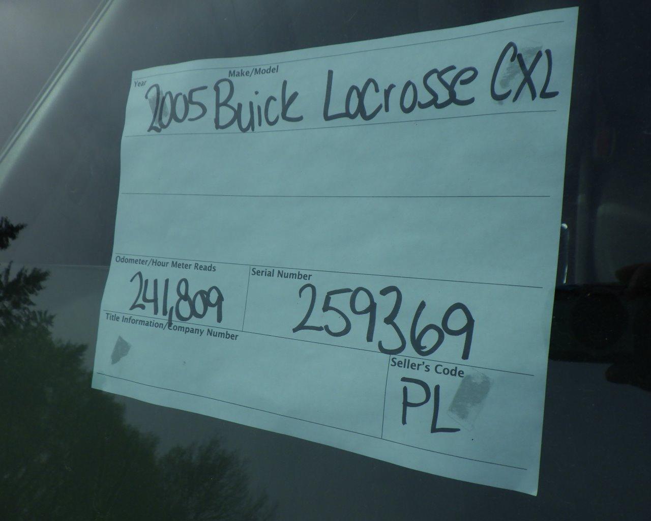 2005 BUICK Lacrosse CXL s/n:259369