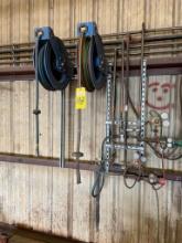 LOT CONSISTING OF: (2) retractable hose reels, air & oxygen acetylene hoses, w/ corresponding