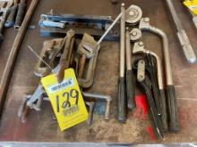 LOT CONSISTING OF: tube benders, strap tentioners & flaring tool