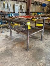 H.D. STEEL FABRICATING TABLE, approx. 53" x 49" x 3/8". w/ Wilton 4-1/2" vise (10 day delayed