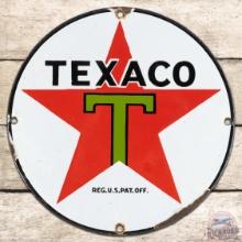 Texaco Motor Oils 8" SS Porcelain Sign "Black T"
