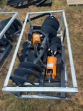 (2) Wolverine Skid Steer Augers with 4 Auger Bits