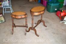 SET OF 2 CLAW FOOTED WOODEN END TABLES