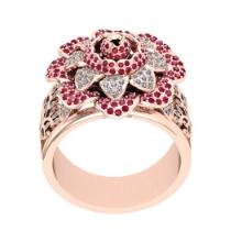 1.30 Ctw SI2/I1 Ruby and Diamond Style Valentine Day theme 14K Rose Gold Engagement Ring