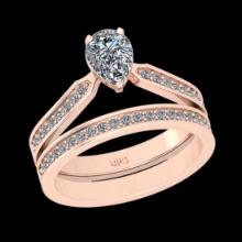 1.02 Ctw SI2/I1 Diamond 10K Rose Gold Engagement set Ring