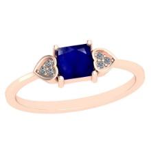 0.53 Ctw SI2/I1 Blue Sapphire And Diamond 14K Rose Gold Ring