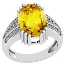 21.64 Ctw I2/I3 Lemon Topaz And Diamond 14k White Gold Engagement Halo Ring