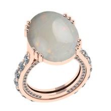 12.55 Ctw SI2/I1 Opal And Diamond 14K Rose Gold Engagement Ring