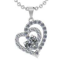 0.48 Ctw Diamond 14K White Gold Style Valentine Day theme Pendant Necklace