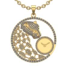 2.85 Ctw SI2/I1 Diamond 18K Yellow Gold Panther Pendant Necklace