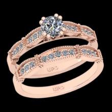 1.45 Ctw SI2/I1 Diamond 10K Rose Gold Engagement set Ring