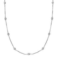 Station Bezel-Set Necklace in 14k White Gold 0.75 ctw