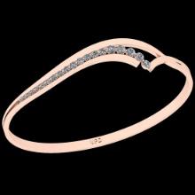 1.03 Ctw SI2/I1 Diamond 14K Rose Gold Vintage Style Bangle