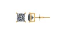 Certified 1.02 CTW Princess Diamond Stud Earrings D/SI2