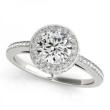 CERTIFIED PLATINUM 1.46 CTW J-K/VS-SI1 DIAMOND HALO ENGAGEMENT RING