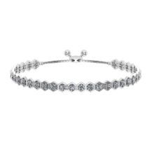 2.84 Ctw SI2/I1 Diamond Prong Set 14K White Gold Slide Bracelet