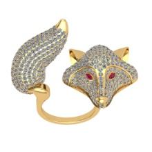 5.90 Ctw Ruby and Diamond 14K Yellow Gold Animal theme Fox Ring