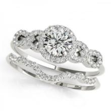 CERTIFIED 18KT WHITE GOLD 1.00 CTW J-K/VS-SI1 DIAMOND BRIDAL SET