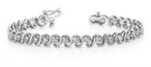 14K WHITE GOLD 1 CTW G-H SI2/SI3 S LINK DIAMOND BRACELET