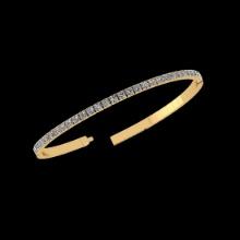 0.64 Ctw i2/i3 Diamond 14K Yellow Gold Half Bangle