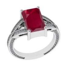 2.95 Ctw VS/SI1 Ruby and Diamond 14k White Gold Engagement Ring (LAB GROWN)