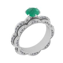 3.35 Ctw VS/SI1Emerald and Diamond 14K White Gold Engagement Ring (ALL DIAMONDS ARE LAB GROWN)