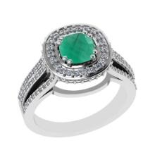 1.81 Ctw VS/SI1 Emerald and Diamond 14k White Gold Engagement Halo Ring (LAB GROWN)