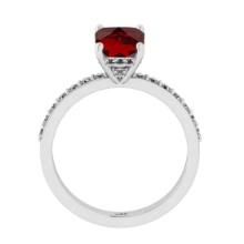 0.95 Ctw VS/SI1 Garnet and Diamond 14K White Gold Engangement Ring (ALL DIAMOND LAB GROWN Diamond )