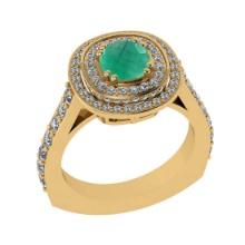 1.55 Ctw VS/SI1 Emerald and Diamond 14K Yellow Gold Engagement Ring(ALL DIAMOND ARE LAB GROWN)