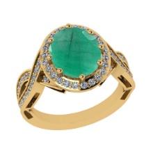 2.90 Ctw VS/SI1 Emerald and Diamond 14K Yellow Gold Vintage Style Ring (ALL DIAMOND ARE LAB GROWN DI