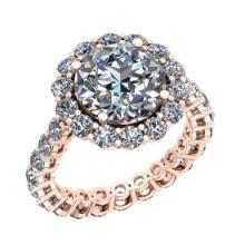 4.50 Ctw SI2/I1 Diamond 14K Rose Gold Engagement Halo Ring(ALL DIAMOND ARE LAB GROWN)