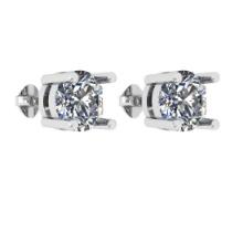 CERTIFIED 2.01 CTW ROUND G/VS1 DIAMOND (LAB GROWN Certified DIAMOND SOLITAIRE EARRINGS ) IN 14K YELL