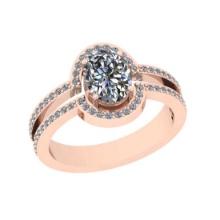 1.60 Ctw SI2/I1 Diamond Style Prong Set 18K Rose Gold Engagement Halo Ring