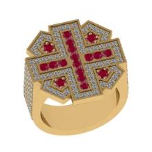 2.03 Ctw VS/SI1 Ruby and Diamond 14K Yellow Gold Vintage Style Ring (ALL DIAMOND ARE LAB GROWN DIAMO