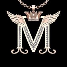 2.17 Ctw VS/SI1 Diamond Prong Set 18K Rose Gold Letter theme ( m) Necklace (ALL DIAMOND ARE LAB GROW
