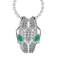 0.91 Ctw VS/SI1 Emerald and Diamond 14K White Gold Snake Necklace(ALL DIAMOND ARE LAB GROWN DIAMOND