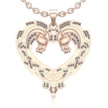 0.73 Ctw VS/SI1 Diamond 14K Rose Gold double horse Necklace (ALL LAB GROWN ARE DIAMOND)