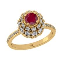 2.00 Ctw VS/SI1 Ruby and Diamond Prong Set 14K Yellow Gold Engagement Ring