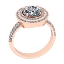 3.04 Ctw SI2/I1 Diamond Style Prong Set 18K Rose Gold Engagement Halo Ring