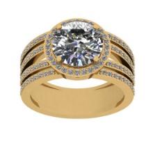 3.22 Ctw SI2/I1 Diamond Style Prong Set 18K Yellow Gold Engagement Wedding Ring